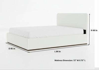 Eira Cloud Boucle Bed Frame With Storage, Upholstered Headboard, Metal Bed Frame With Headboard