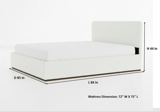 Translation missing: en.Eira Cloud Boucle Bed Frame With Storage, Upholstered Headboard, Metal Bed Frame With Headboard, Hydraulic Storage System, No Box Spring Required Cream Fabric 