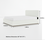 Eira Cloud Boucle Bed Frame With Storage, Upholstered Headboard, Metal Bed Frame With Headboard, Hydraulic Storage System, No Box Spring Required Cream Fabric 
