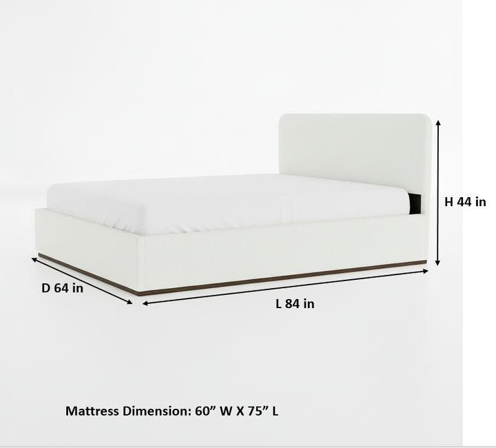 Translation missing: en.Eira Cloud Boucle Bed Frame With Storage, Upholstered Headboard, Metal Bed Frame With Headboard, Hydraulic Storage System, No Box Spring Required Cream Fabric 