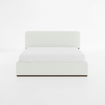 Eira Cloud Boucle Bed Frame With Storage, Upholstered Headboard, Metal Bed Frame With Headboard, Hydraulic Storage System, No Box Spring Required Cream Fabric 