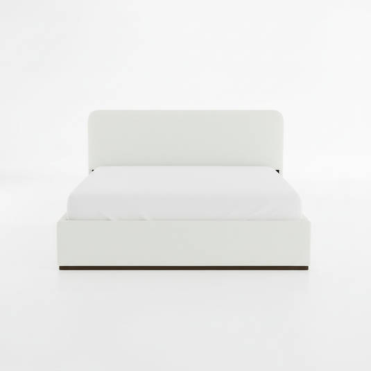 Translation missing: en.Eira Cloud Boucle Bed Frame With Storage, Upholstered Headboard, Metal Bed Frame With Headboard, Hydraulic Storage System, No Box Spring Required Cream Fabric 