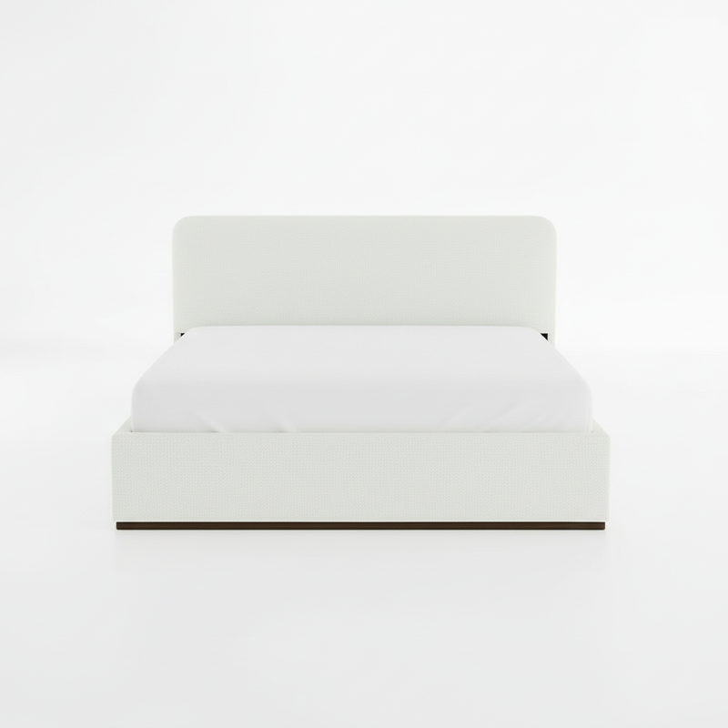 Eira Cloud Boucle Bed Frame With Storage, Upholstered Headboard, Metal Bed Frame With Headboard, Hydraulic Storage System, No Box Spring Required Cream Fabric 