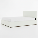Eira Cloud Boucle Bed Frame With Storage, Upholstered Headboard, Metal Bed Frame With Headboard, Hydraulic Storage System, No Box Spring Required Cream Fabric 