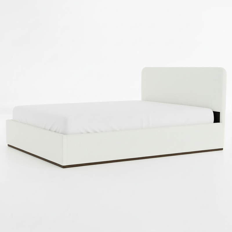 Eira Cloud Boucle Bed Frame With Storage, Upholstered Headboard, Metal Bed Frame With Headboard, Hydraulic Storage System, No Box Spring Required Cream Fabric 