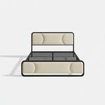 Upholstered Platform Bed Modern Bed Frame with Charging Station, Bed Metal with Velvet Tufted Headboard, No Spring Boxing Needed Grey Fabric + Black Powdercaoted 