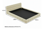 Katence Elegant Linen Platform Bed with Upholstered Headboard and Solid Frame Stability Beige Fabric 