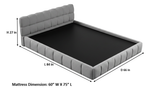 Katence Elegant Linen Platform Bed with Upholstered Headboard and Solid Frame Stability Beige Fabric 