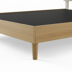 Bennett Bed with Wooden FramePlatform Bed Frame Upholstered Headboard, No Box Spring Needed, Wooden Slat Support Beige Fabric 