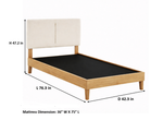 Bennett Bed with Wooden FramePlatform Bed Frame Upholstered Headboard, No Box Spring Needed, Wooden Slat Support Beige Fabric 