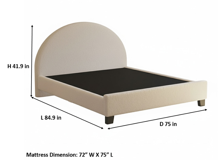 Translation missing: en.Upholstered Bed Frame, Green Fabric with Wooden Construction, Arched Headboard Platform Bed 