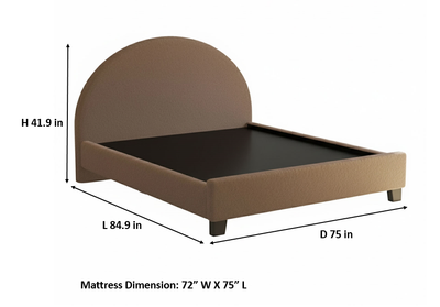 Upholstered Bed Frame, Green Fabric with Wooden Construction, Arched Headboard Platform Bed