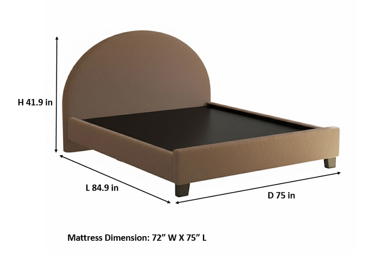 Translation missing: en.Upholstered Bed Frame, Green Fabric with Wooden Construction, Arched Headboard Platform Bed 