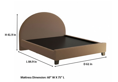 Upholstered Bed Frame, Green Fabric with Wooden Construction, Arched Headboard Platform Bed