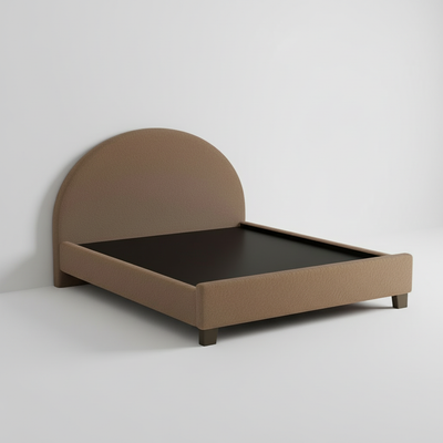 Upholstered Bed Frame, Green Fabric with Wooden Construction, Arched Headboard Platform Bed