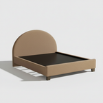 Upholstered Bed Frame, Green Fabric with Wooden Construction, Arched Headboard Platform Bed 