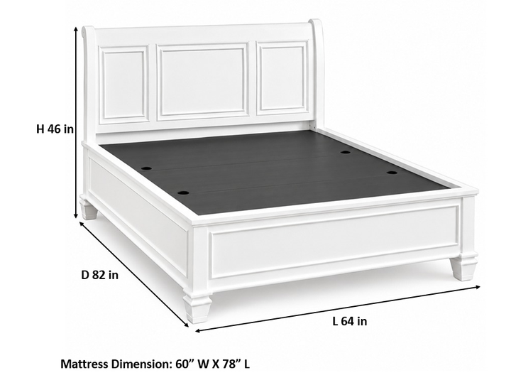 Translation missing: en.White Hydraulic Storage Bed with Panel Headboard &amp; Footboard – Elegant Lift-Up Storage Bed Frame 