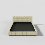 Katence Elegant Linen Platform Bed with Upholstered Headboard and Solid Frame Stability Beige Fabric 
