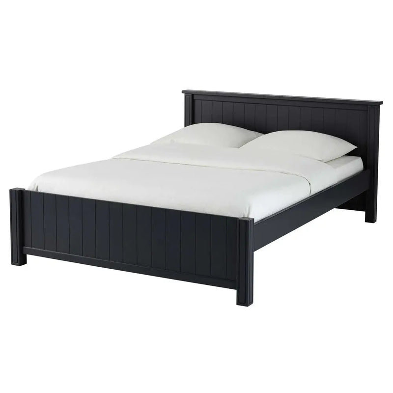 Solid Wood Without Storage Queen Size Helsinki Bed for Bedroom Stylish | Black Finish 
