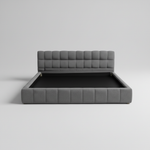 Katence Elegant Linen Platform Bed with Upholstered Headboard and Solid Frame Stability Beige Fabric 