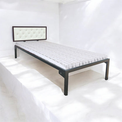 Single Size Bed with Upholstered Headboard | CR Steel Frame | Modern Platform Bed | Sturdy, Durable & Noise-Free | No Box Spring Needed | Stylish Furniture