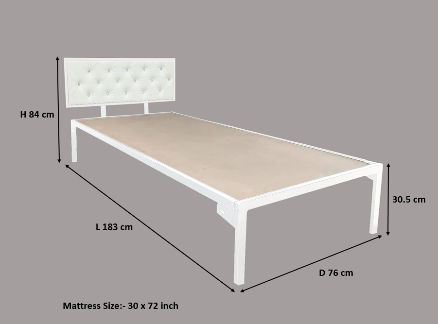 Single Size Bed with Upholstered Headboard | CR Steel Frame | Modern Platform Bed | Sturdy, Durable & Noise-Free | No Box Spring Needed | Stylish Furniture 