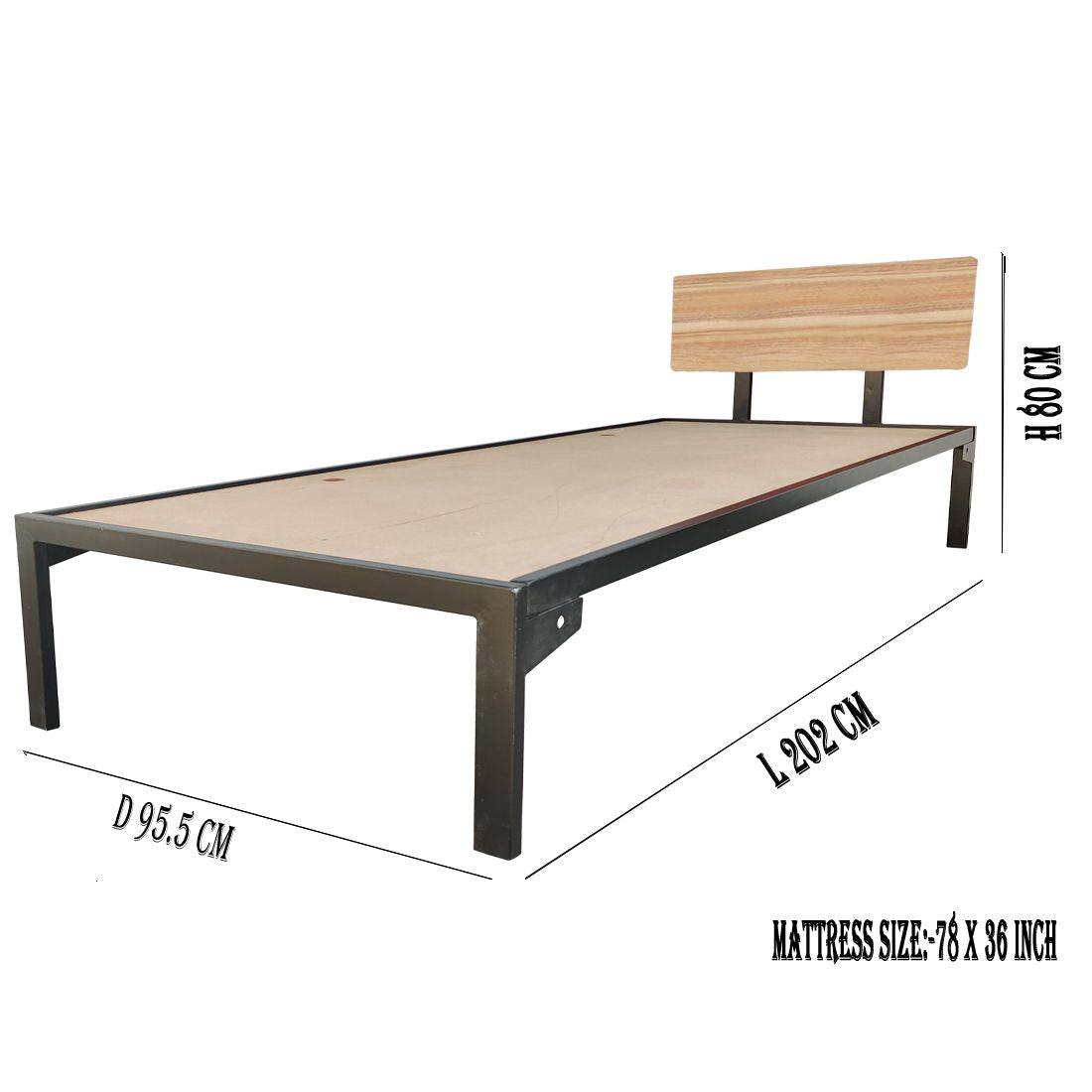 Single Size Bed Without Storage for Home & Living Room Cot Bed Furniture 