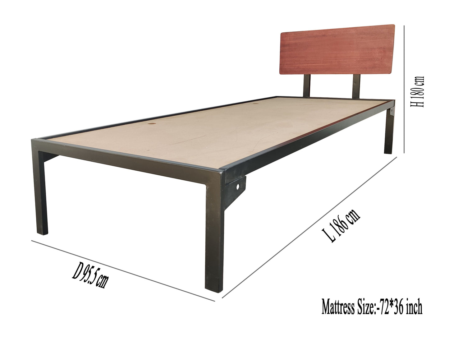 Single Size Bed Without Storage for Home & Living Room Cot Bed Furniture 