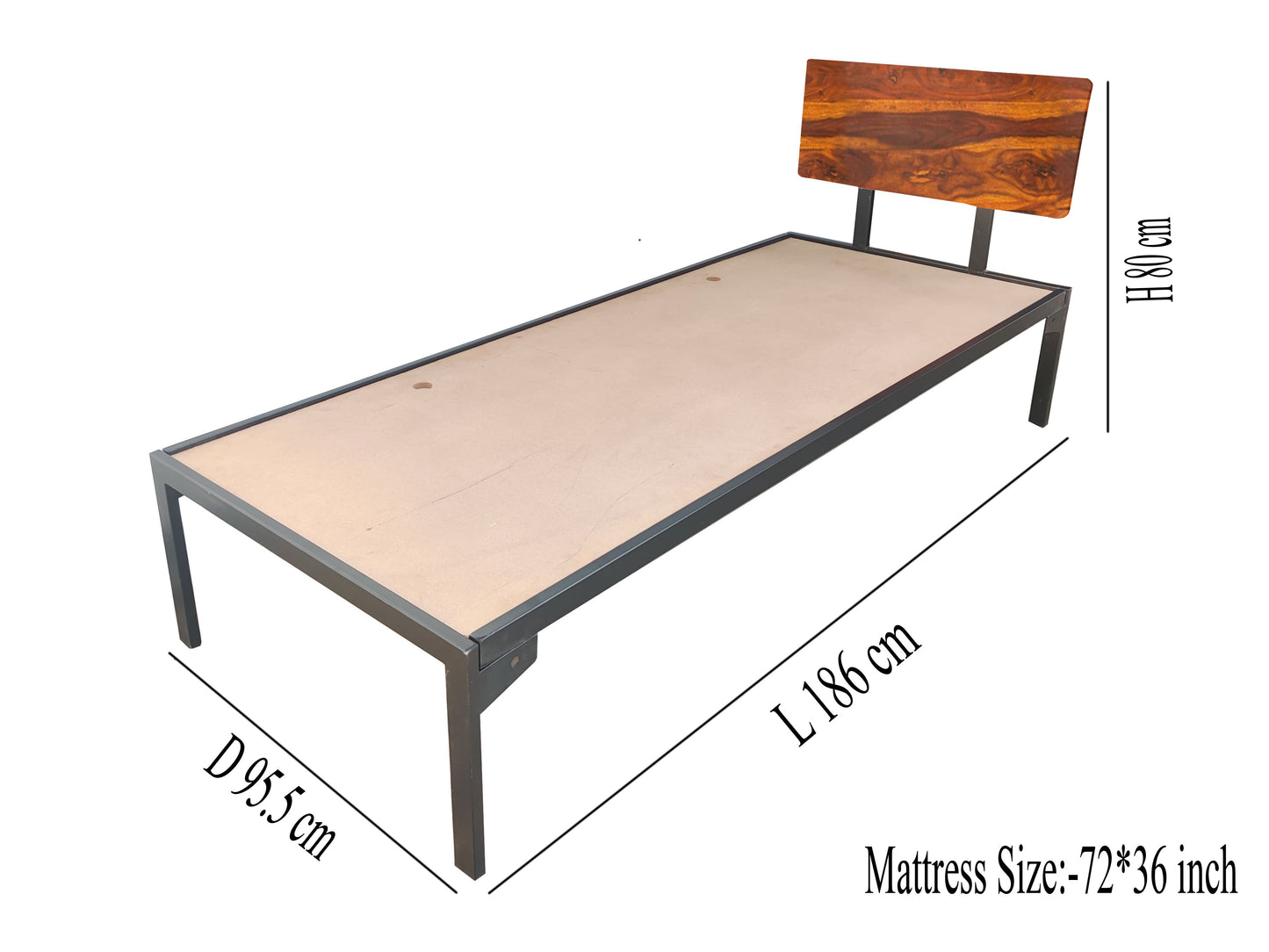 Single Size Bed Without Storage for Home & Living Room Cot Bed Furniture