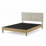 Bennett Bed with Wooden FramePlatform Bed Frame Upholstered Headboard, No Box Spring Needed, Wooden Slat Support Beige Fabric 