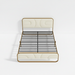 Modern Metal Platform Bed Frame with Upholstered Velvet Tufted Headboard & Heavy-Duty Slat Support - Black 