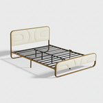 Modern Metal Platform Bed Frame with Upholstered Velvet Tufted Headboard & Heavy-Duty Slat Support - Black 