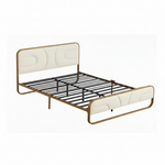 Modern Metal Platform Bed Frame with Upholstered Velvet Tufted Headboard & Heavy-Duty Slat Support - Black 