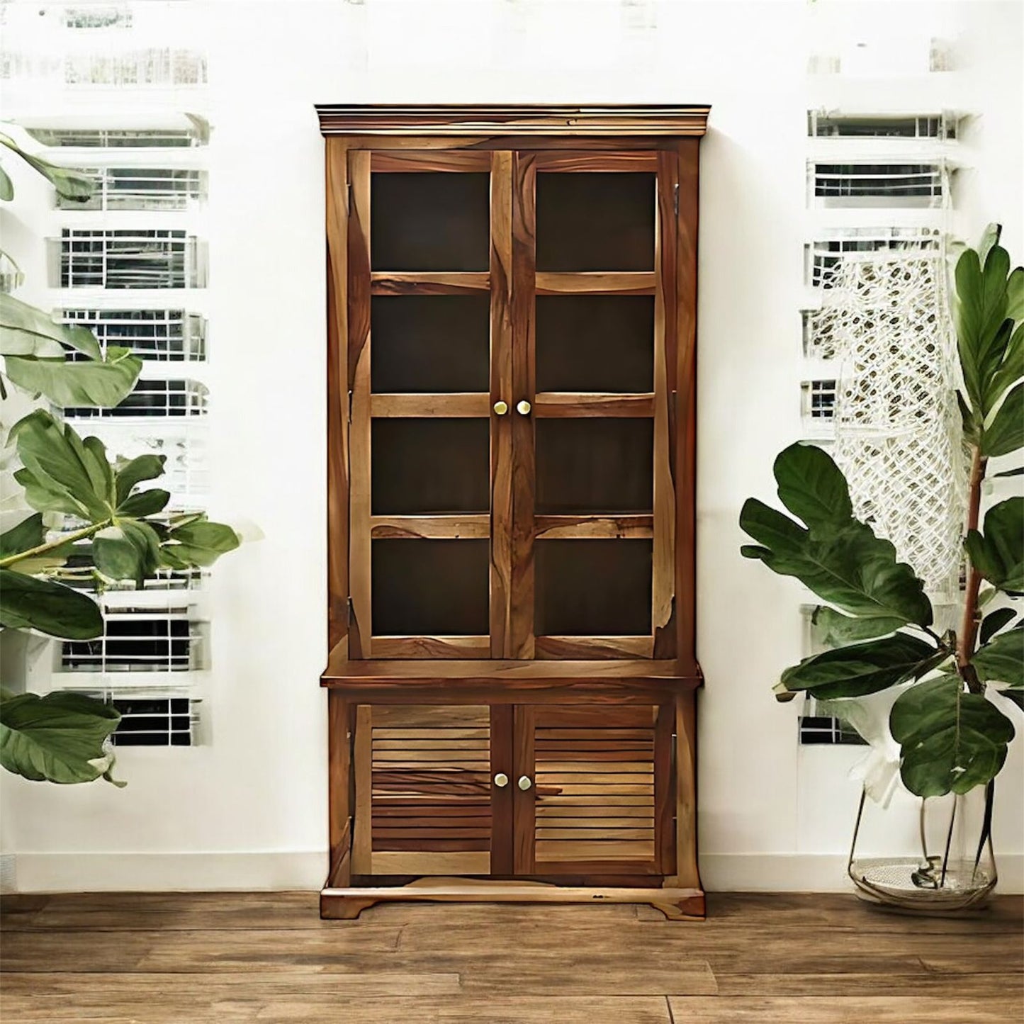 Bookshelf | Sheesham Wood Durable & Stylish Wooden Storage Organizer | Shelves Bookcase Rustic Elegant for Home Office Living Room | Compact Design Furniture Organizer (Brown 2)