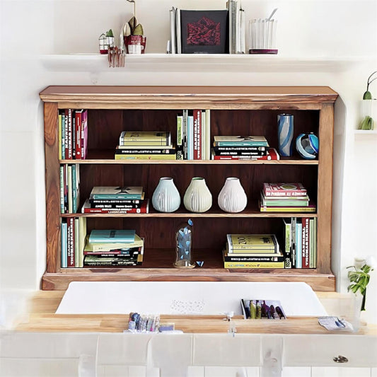 Bookshelf | Sheesham Wood Durable & Stylish Wooden Storage Organizer | Shelves Bookcase Rustic Elegant for Home Office Living Room | Compact Design Furniture Organizer (Provincial Teak)