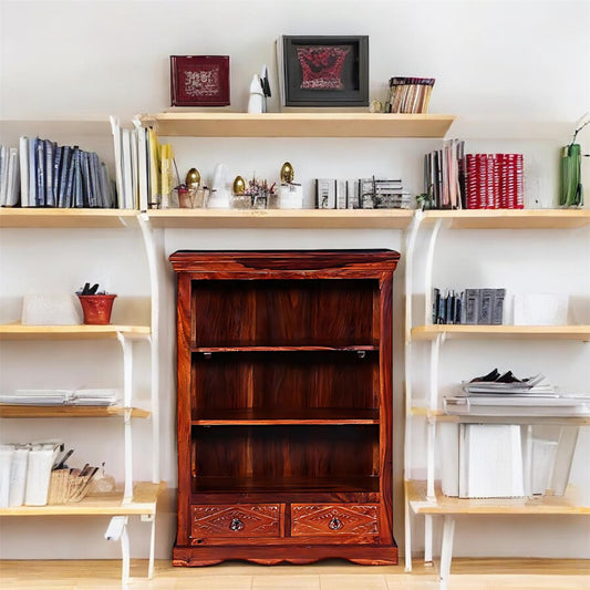 Bookshelf | Sheesham Wood Wooden Storage Organizer | Shelves Bookcase Rustic Durable, Stylish & Compact Design for Home, Office, Living Room | Furniture Organizer Elegant Finish (Honey Oak)