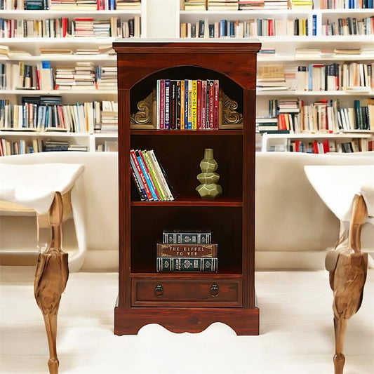Bookshelf | Sheesham Wood Wooden Storage Organizer | Shelves Bookcase Rustic Durable, Stylish & Compact Design for Home, Office & Living Room | Furniture Organizer Elegant Finish (Honey Oak 2)