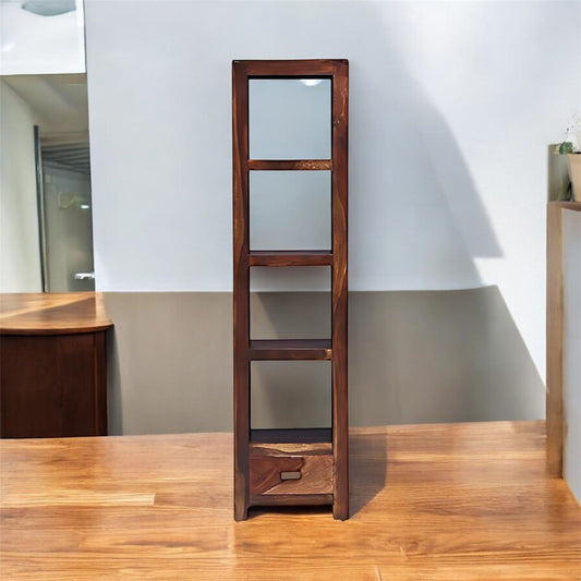 Bookshelf | Sheesham Wood Wooden Storage Organizer | Shelves Bookcase Rustic Durable, Stylish & Compact Design for Home, Office & Living Room | Furniture Organizer Elegant Finish (Brown 2)