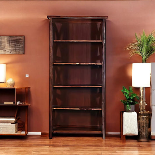 Bookshelf | Sheesham Wood Wooden Storage Organizer | Shelves Bookcase Rustic Durable, Stylish & Compact Design for Home, Office & Living Room | Furniture Organizer Elegant Finish (Brown 3)