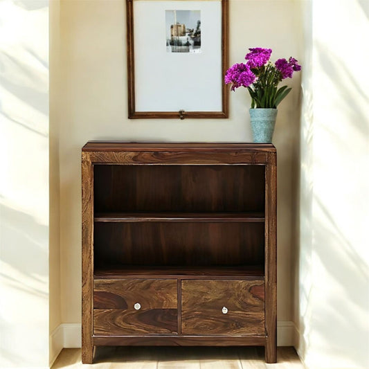 Bookshelf | Sheesham Wood Wooden Storage Organizer | Shelves Bookcase Rustic Durable, Stylish & Compact Design for Home, Office & Living Room | Furniture Organizer Elegant Finish (Brown 4)
