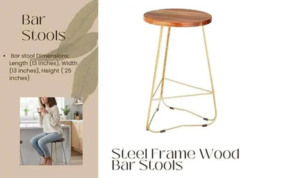 Bar Stool Set of 2 for Home bar, Counter Stool Chair Modern, Shop Industrial Stool with footrest, Black 