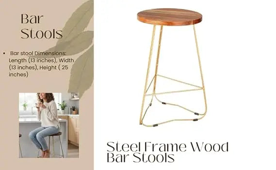 Translation missing: en.Bar Stool Set of 2 for Home bar, Counter Stool Chair Modern, Shop Industrial Stool with footrest, Black 