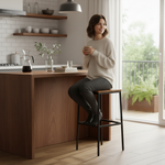 Maude Mango Wood and Metal Bar Stool (Solid Wood - Black) 