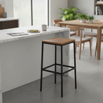 Maude Mango Wood and Metal Bar Stool (Solid Wood - Black) 