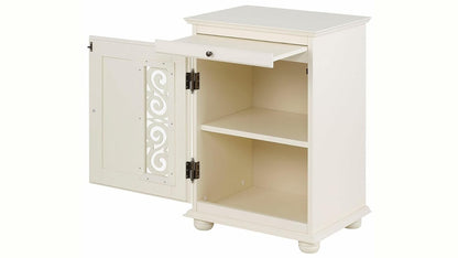 Mango Wood Dolega One Door and One Darwer Bedside Storage Table for Living Room | White Finish