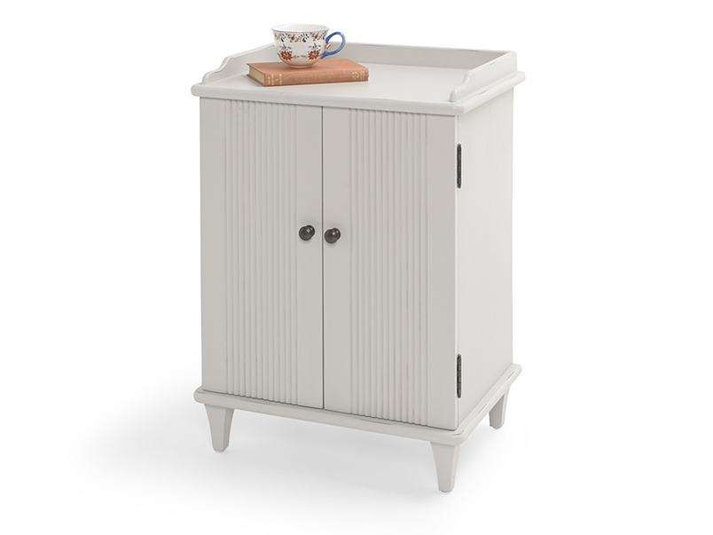Mango Wood Faleu Two Door Bedside Storage Table for Living Room | White Finish