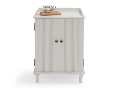 Mango Wood Faleu Two Door Bedside Storage Table for Living Room | White Finish