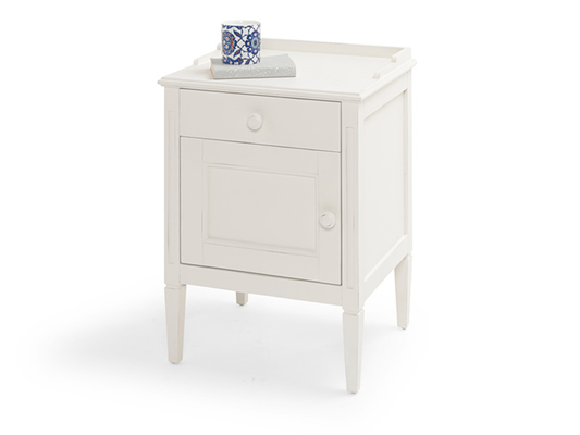 Mango Wood Salua One Door and One Darwer Bedside Storage Table for Living Room | White Finish