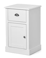 Mango Wood Jubail One Door Shelves Bedside Storage Table for Living Room | White Finish 