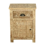 Mango Wood Boon One Door and One Drawer Bedside Storage Table for Bedroom | Brown Finish 
